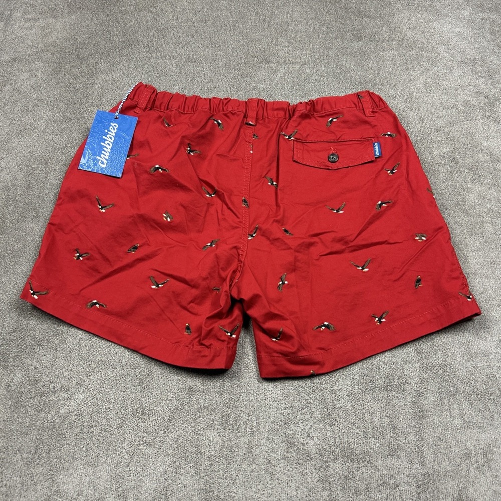Chubbies Shorts Mens XL 5.5" Red Bald Eagles Embroidered Elastic Waist Stretch - Picture 4 of 7